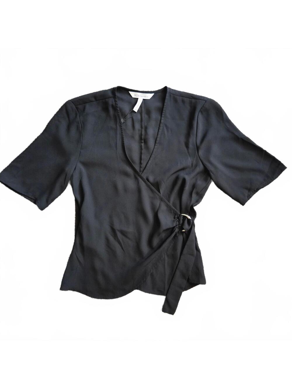 BCBGeneration Black Wrap Blouse Size XXS